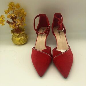 Eastanna Pointy Toe Ankle Strappy Pumps Mid Heels Sandals